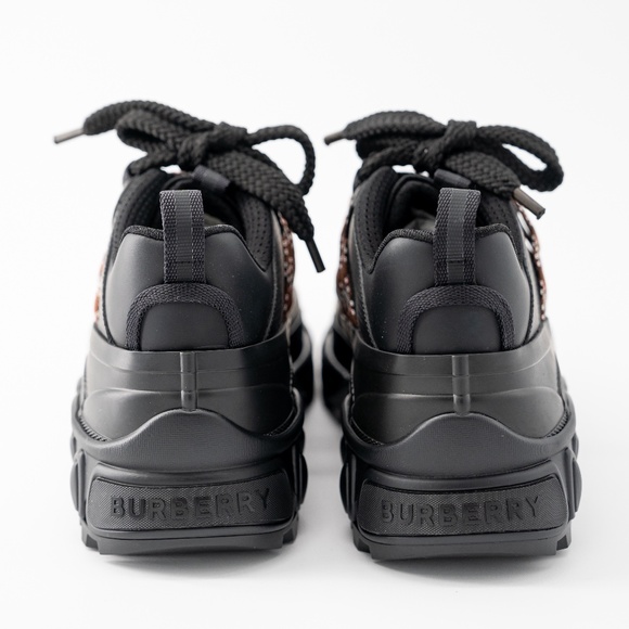 size 11 /EU 44 Burberry Arthur Lace Black Brown Sneakers Leather Big Laces main image 11